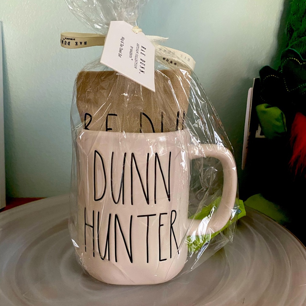 Rae Dunn mug with towel